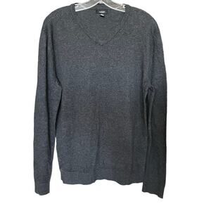Alfani Mens V-Neck Sweater Pullover Stretch Long Sleeve Medium Grey Classiccore